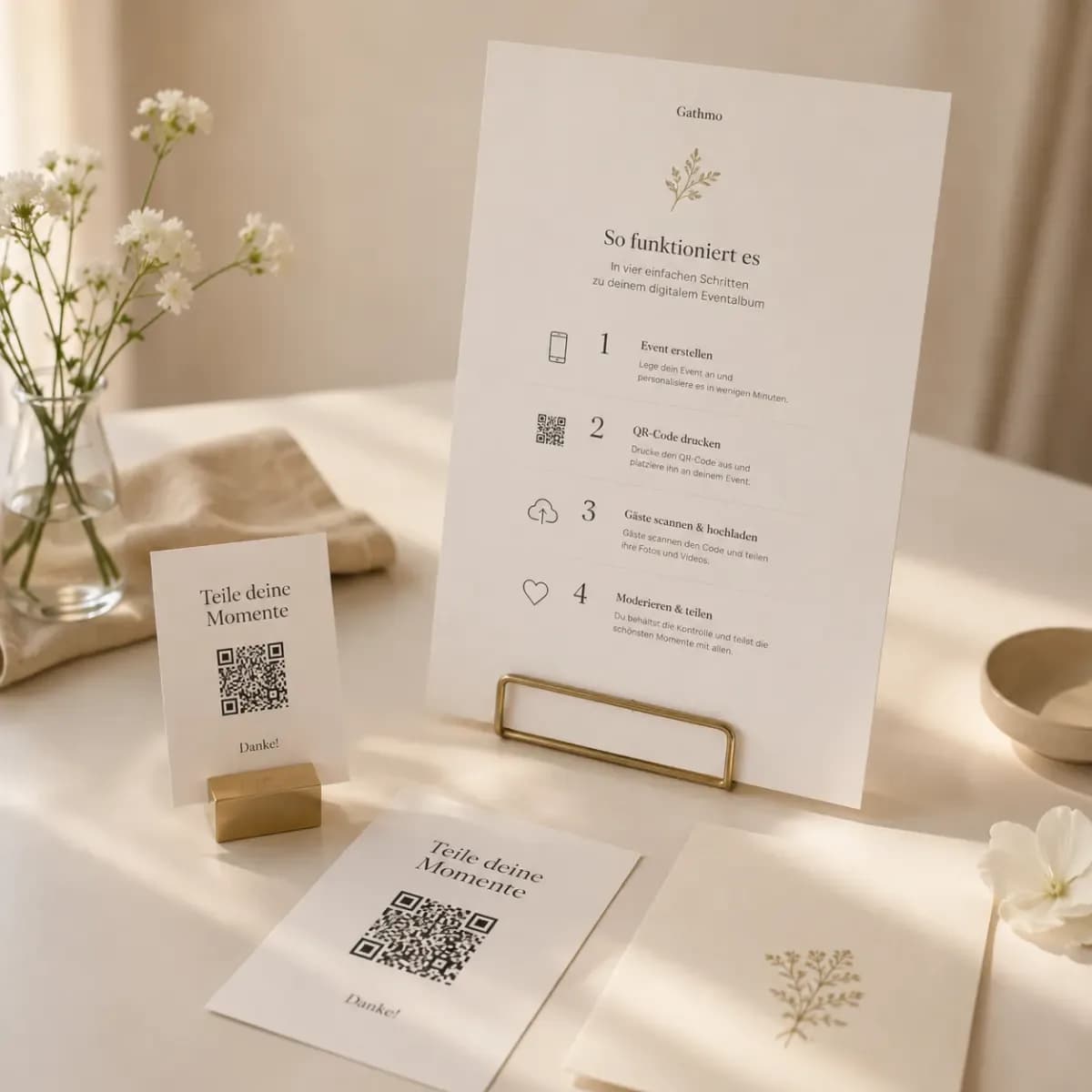 Printed event QR sign prepared for guests