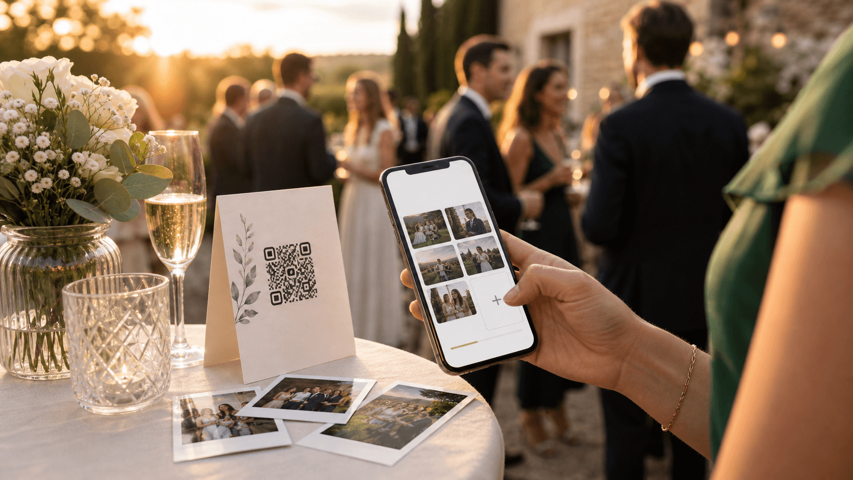 Guest uploading event photos during a celebration