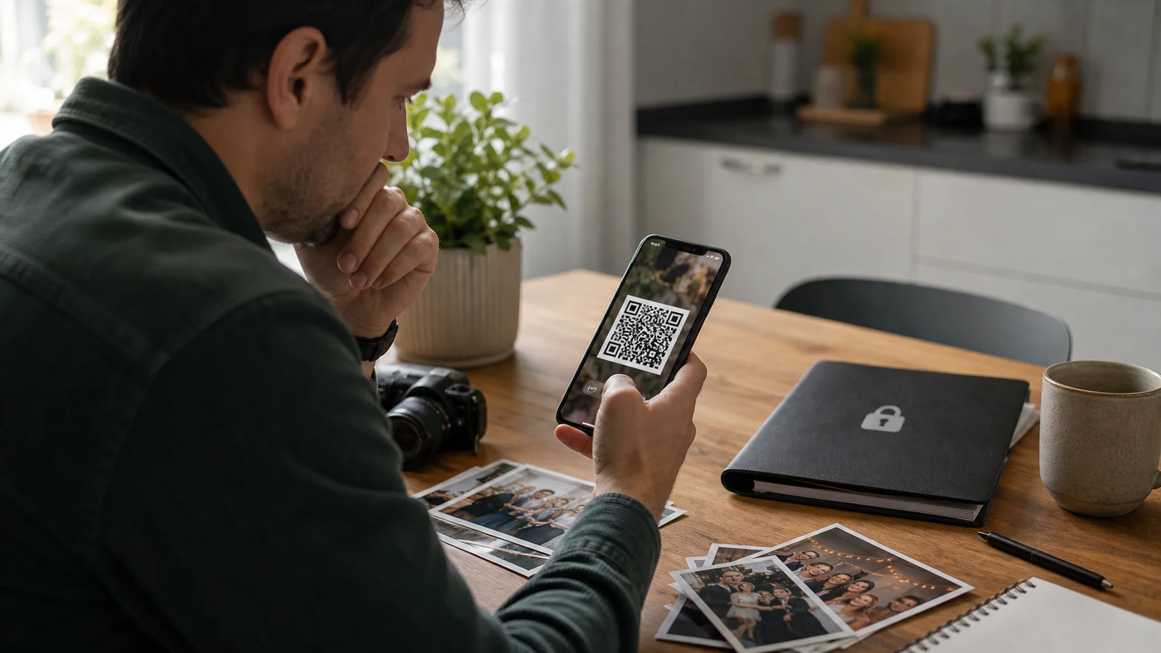 A professional weighing a free consumer QR photo app against data-protection requirements
