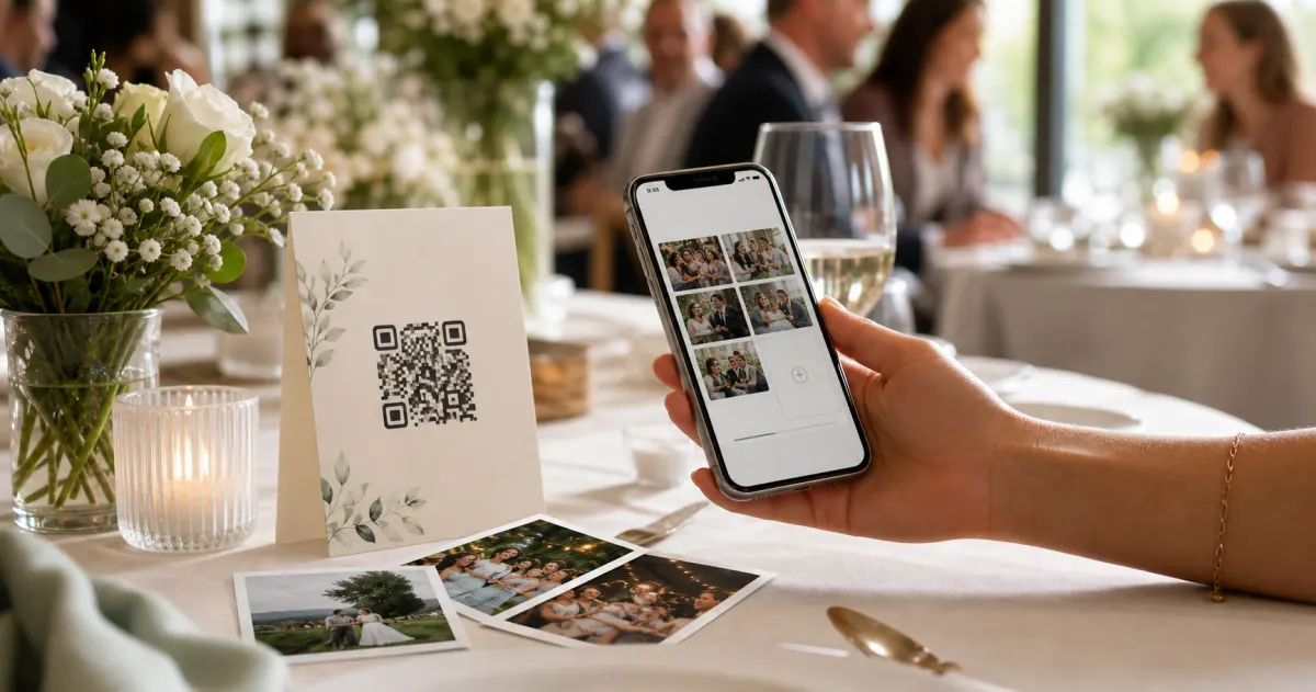 event guests using a QR code photo sharing experience for How to Collect Photos from Event Guests Without an App (Step-by-Step Guide)