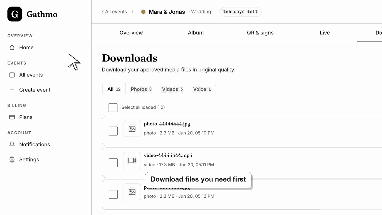 Animated Gathmo dashboard workflow for Data retention and deletion